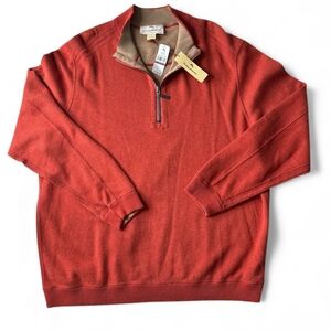 Tommy Bahama Men's Orange Zip-Up Sweater